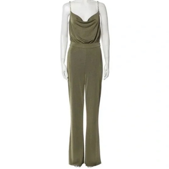 Jason Wu Emmett Cowl Neck Jewel Straps Green Sleeveless Jumpsuit NWT Size Small